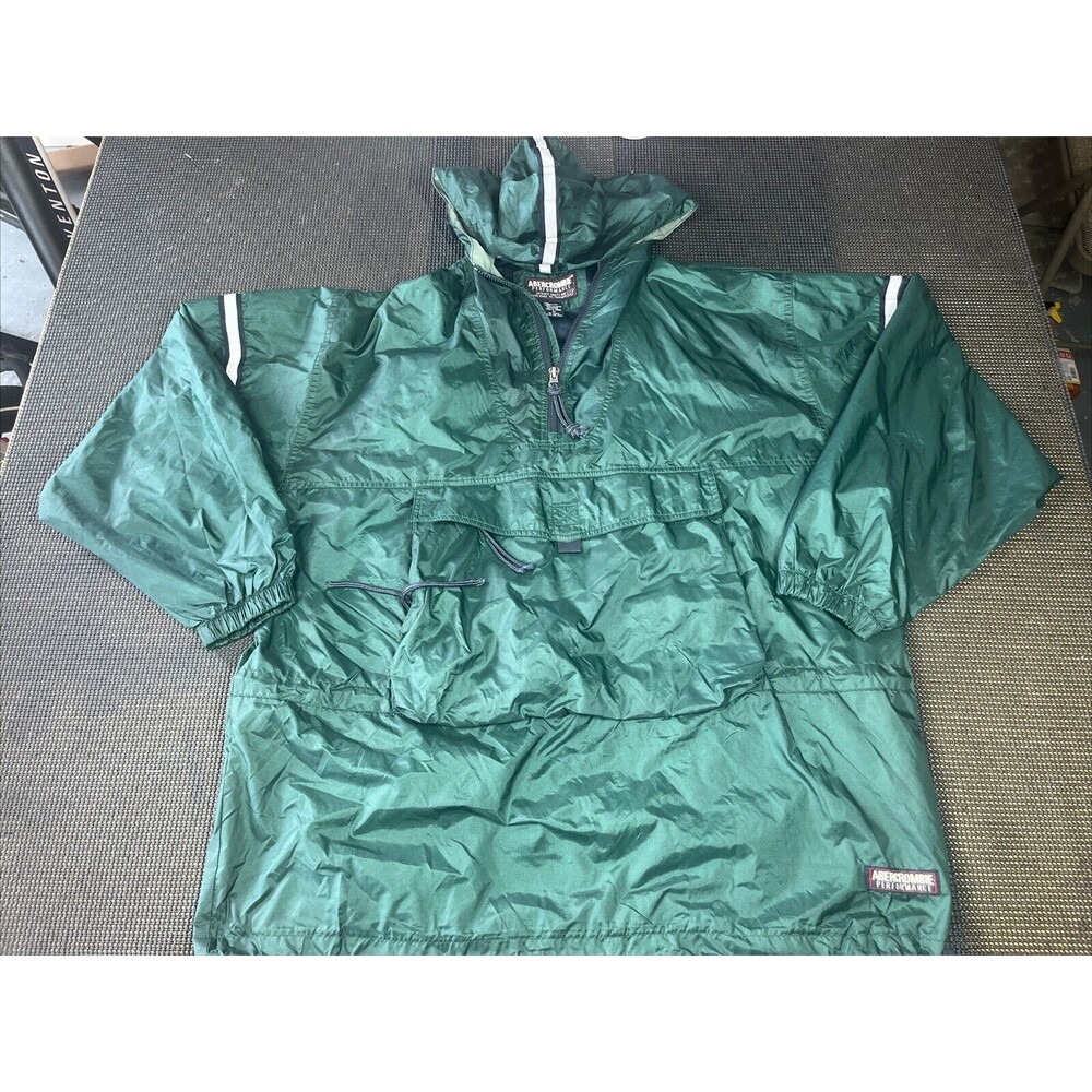Abercrombie & Fitch‎ Med Green 1/4 Zip Pullover Genuine 1892 Wind Rain Breaker